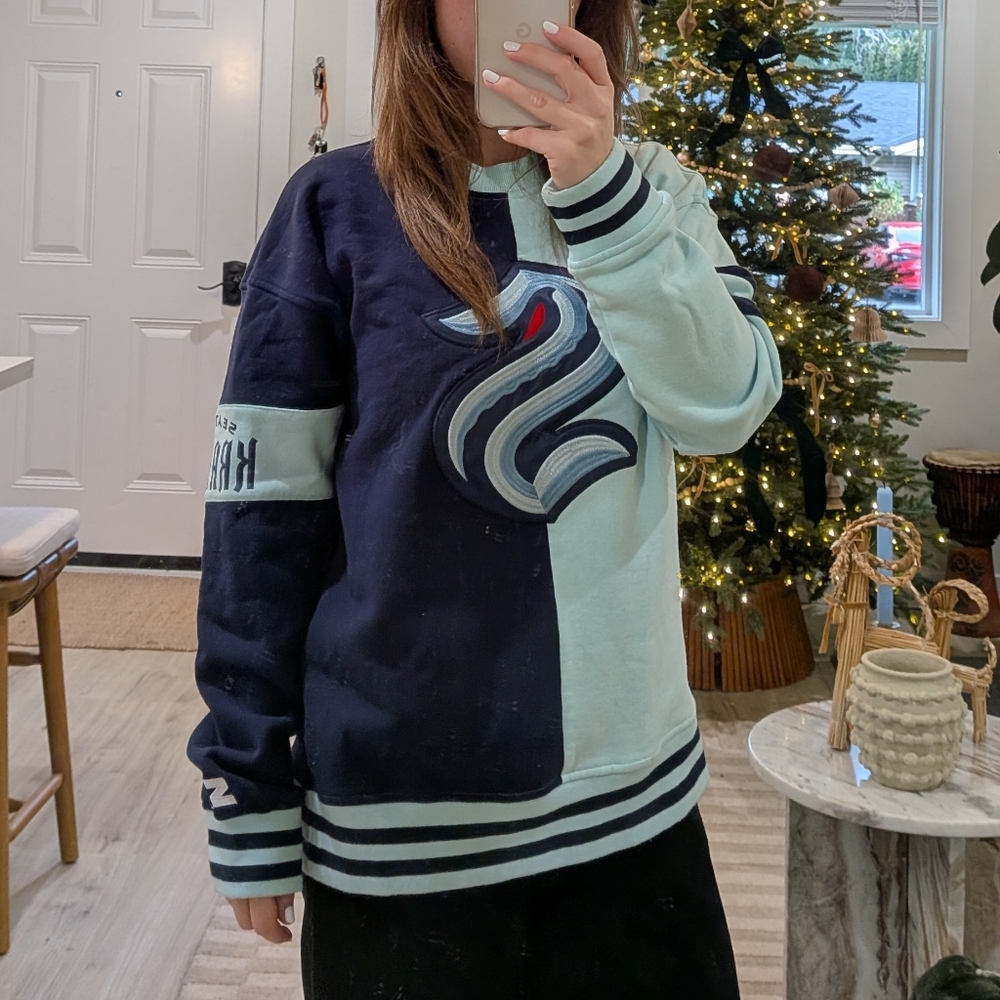 STARTER Women's Varsity Jacket in Navy and Light Blue
